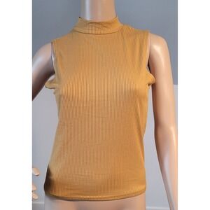 Brit & Bri Gold Summer Polyester Crewneck Tank Top Polyester/Spandex Small